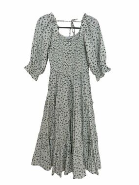 Ivy City Co Madeline in Blue Women Size S Cottagecore Floral Midi Dress Cotton